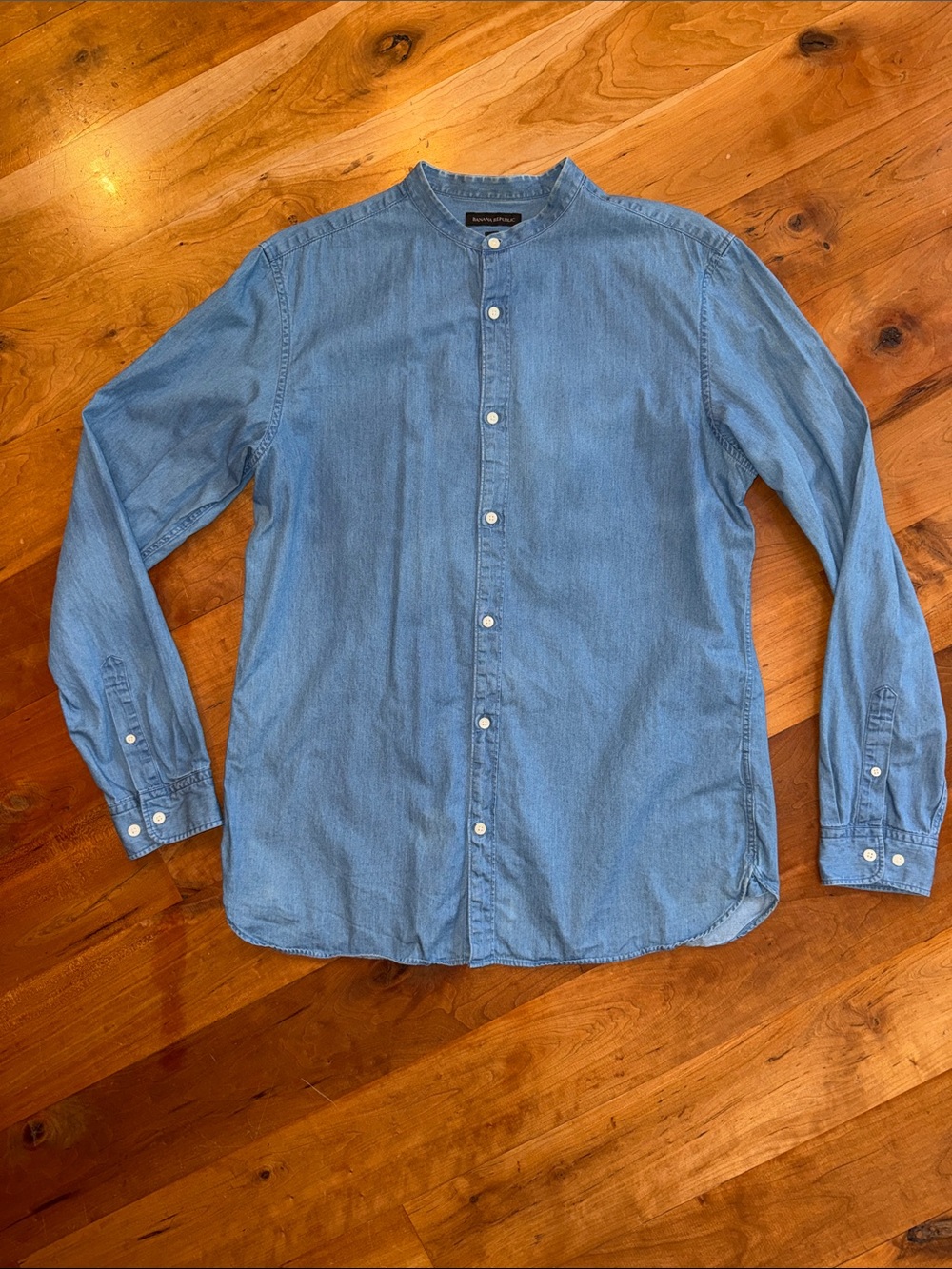 Banana Republic Denim Banded-Collar Shirt - Blue
